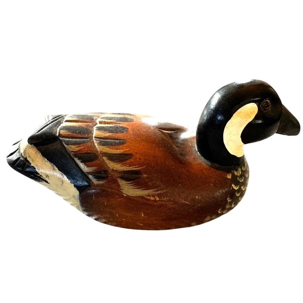 Vtg Canadian Goose Decoy Hand Carved 6.5" Stamped